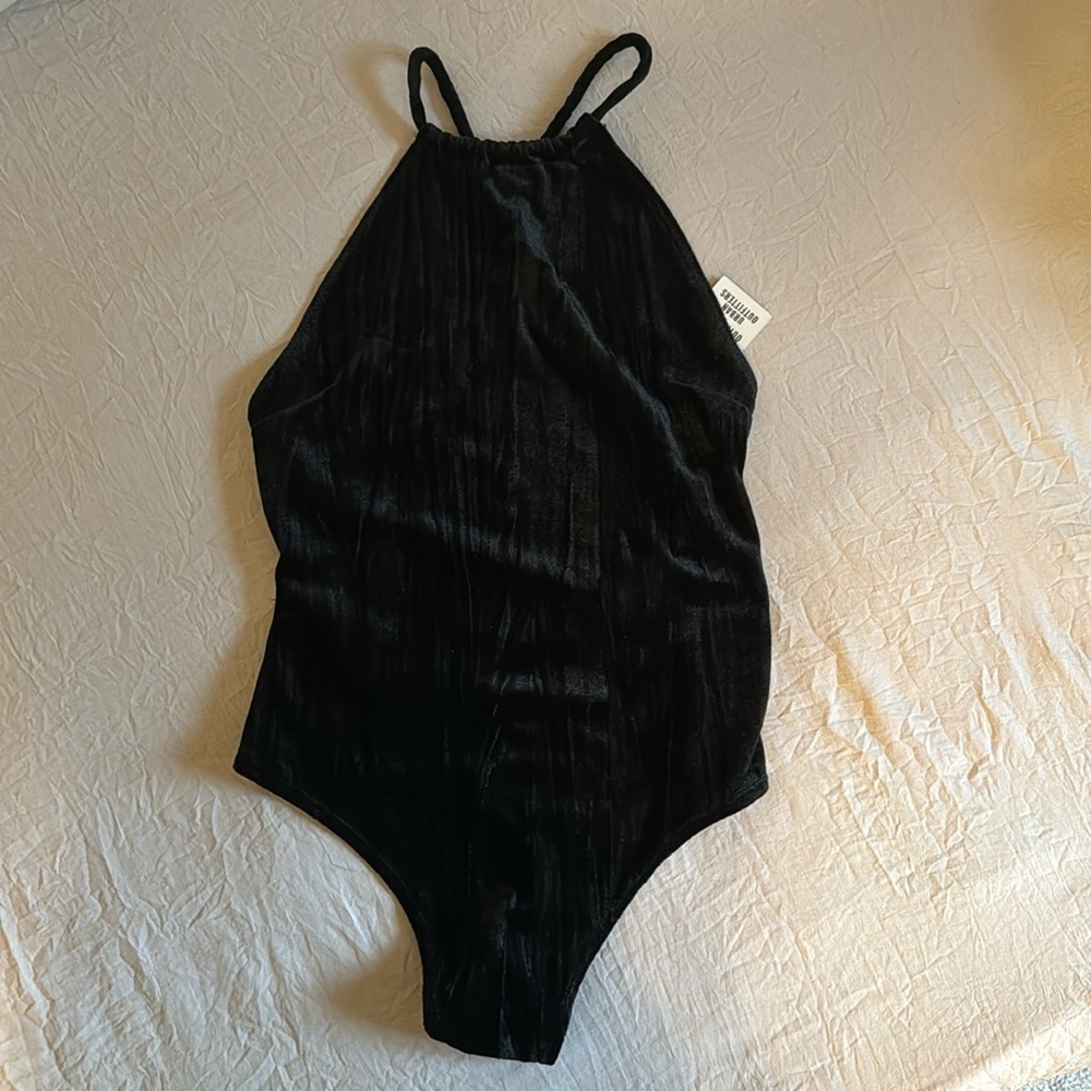 Urban outfitters black velvet bodysuit